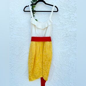 Moulinette Soeurs Color-Block Dress with Ruffle Detail